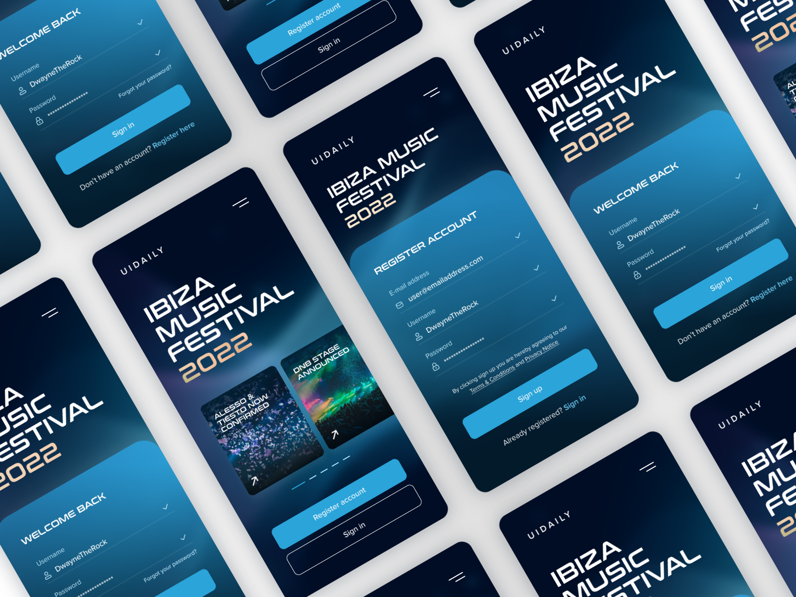 UI Daily - Registration / Login app design design event app festival app login mobile music festival registration ui ui design uidaily web design