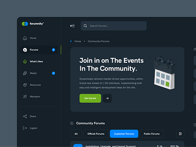 Forum Design Template blue branding chat colorful dark dark design dark ui forum forum design green inspiration logo logomark logotype mockup modern ui design ux design