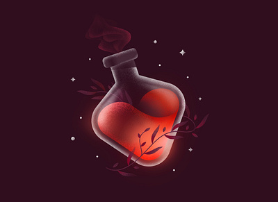 Love Potion bottle clean digital drink elixir grain hearth illustration leaves logodesign lover lovers poison potion romance simple smoke valentine valentine day valentines