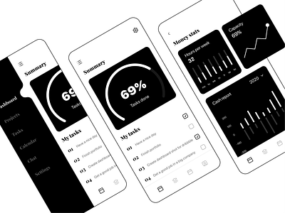 Moon dashboard mobile black dashboad dashboard app dashboard ui design minimalism mobile ui ux