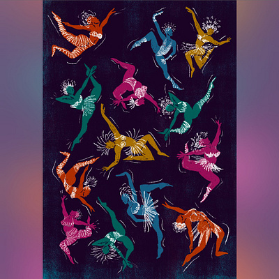 Dancers1 bodypositive dancers femininity hand drawn illustration pattern procreate