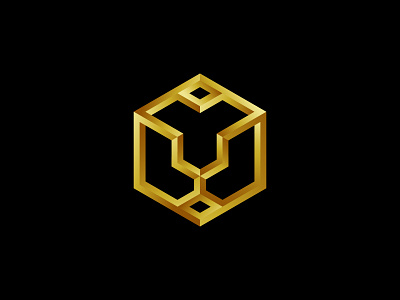 Lion Box Logo box brand branding clean cube design gold gradient graphic design head identity illustration illustrator leo lion logo luxury symbol symbols vector