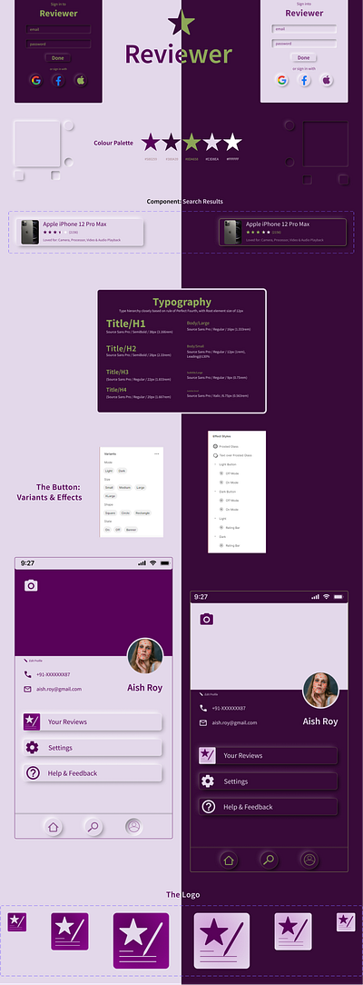 The Reviewer: Vol 1 adobe illustrator components dark ui design figma golden golden ratio icon illustrator neumorphic neumorphism review stars type scale typography ui ux variants wireframes wireframing