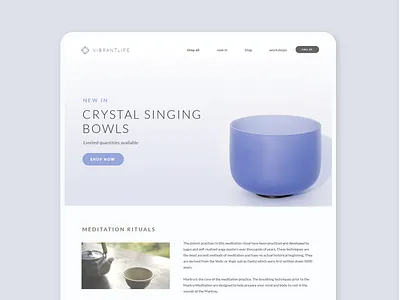 Ritual Website Design adobe illustrator adobe illustrator cc chakra design desktop ecommerce lavender meditation online shop photoshop purple rituals singing bowl web web ui webdesign website design