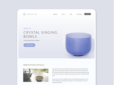 Ritual Website Design adobe illustrator adobe illustrator cc chakra design desktop ecommerce lavender meditation online shop photoshop purple rituals singing bowl web web ui webdesign website design