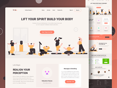 Yoga Learning Website Design fit fitness health illustration meditation online class ui design ux design web design website design website development weightloss workout yoga yoga landing page yoga ui yoga ux yoga web design yoga website yoga website design