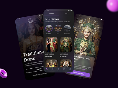 Design Exploration: Traditional Clothes Rental App android dark dark mode dark theme design fashion ios mobile mobile app traditional ui ui design uidesign ux