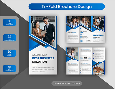 Blue Creative Modern Awesome Corporate Business Trifold Brochure bifold brochure brand design brand identity brochure brochure design brochure template business commercial corporate creative design flyer graphic design modern design trifold trifold brochure