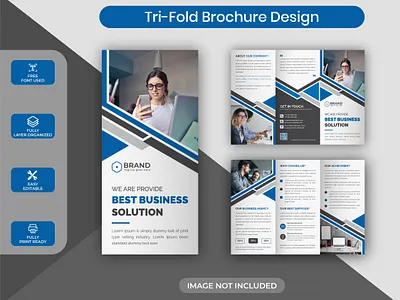 Creative Modern Blue Corporate Business Trifold Brochure Design bifold brochure brand design brand identity brochure brochure design brochure template business clean commercial corporate creative design flyer graphic design modern design sale trifold trifold brochure