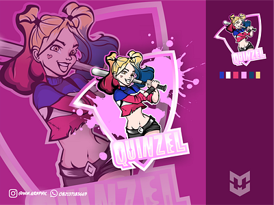 harley quinn1 art design gaming gaming logo graphic design icon illustration illustrator logo vector