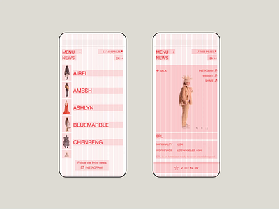 LVMH Prize 2022 | Website Mobile animation brutalist designer fashion louis luxury lvmh media minimal motion prize red social ui ux vuitton website white