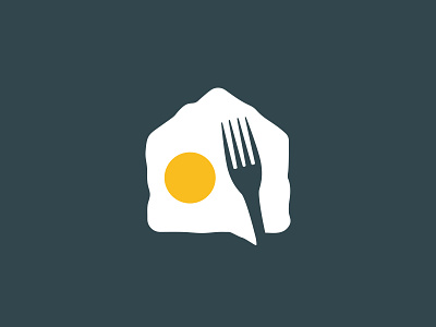 omelette talk house fork breakfast branding breakfast bubble cafe chat egg house illustration logo negative omelette restaurant space talk