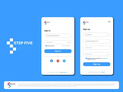 step five 5 5 logo app design brandauxin branding colorfull logo five logo flat homepage design icon illustration interface mobile app design sin up stars step five step logo typography ux design vector