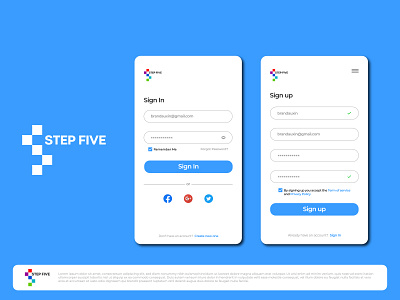 step five 5 5 logo app design brandauxin branding colorfull logo five logo flat homepage design icon illustration interface mobile app design sin up stars step five step logo typography ux design vector