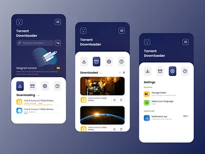 Torrent Downloader App animation app branding dailyui design downloader dribbble best shot minimal playoffs popular recent torrent ui ux weeklywarmup