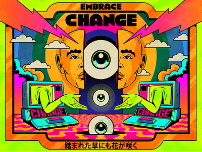 Embrace CHANGE change fantasy illustration retro surrealism vector vintage