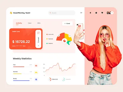 Dashboard activity clean design creative dashboard design statistics