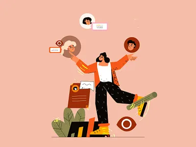 Employee selection, staff selection adobe illustrator app cartoon character employee feminism flat illustration line art selection staff vector