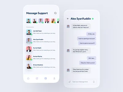 uStock - Message Support chat app clean customer support app elegant ex finance app inbox app inspiration invest app light message app minimal minimalist simple support app ui user experience user inteface user interaction ustock