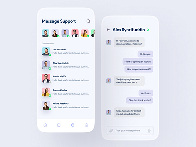 uStock - Message Support chat app clean customer support app elegant ex finance app inbox app inspiration invest app light message app minimal minimalist simple support app ui user experience user inteface user interaction ustock