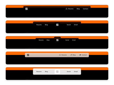 Navigation bar exploration for my portfolio redesign project blog logo navbar navigation orange portfolio portfolio design portfolio page portfolio site portfolio website redesign resume ui uiux