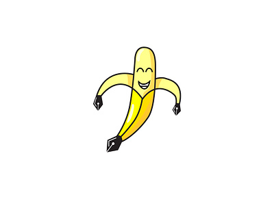 banana pen logo maskot company design illustration modern logo