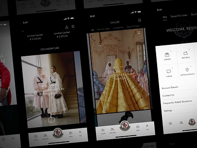 Moncler App | Grid System animation app app design b reel black ecommerce fashion grid luxury modular moncler outerwear system ui ux