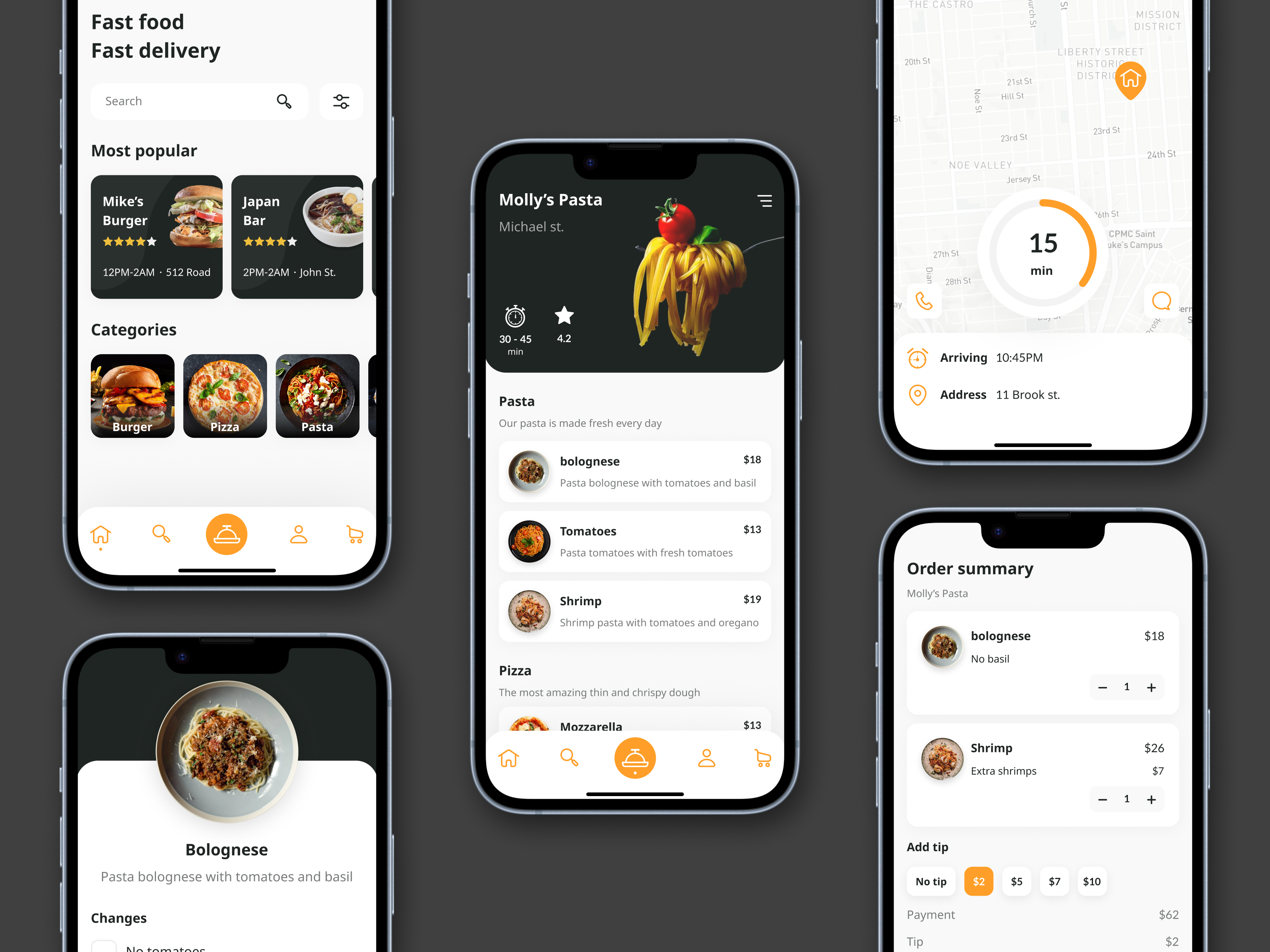 Food Delivery App app clean delivery design food mobile pasta pizza restaurants ui ux