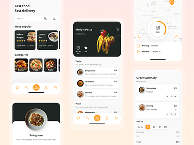 Food Delivery App app clean delivery design food mobile pasta pizza restaurants ui ux