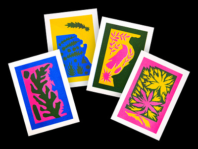 A Selection From the Garden abstract abstract illustration art cards collage fluorescent fluorescent ink illustration papercraft postcard riso risograph risography risoprint