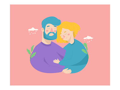 couple in love adobe illustration boy clouds couple cute flowers girl illustration illustration portrait girl illustrator love vector