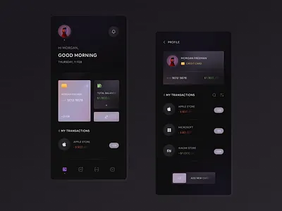 Banking App Concept | Dark app design application appui bank bank app banking app dark ios many minimal mobile mobile ui trend ui ui design uidesign wallet