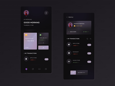 Banking App Concept | Dark app design application appui bank bank app banking app dark ios many minimal mobile mobile ui trend ui ui design uidesign wallet