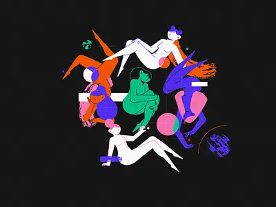 Girls squad body character character design digital art flat girl power girls linear love support ui ux vector woman