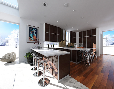 Modern kitchen revisited 2021 3d architechture b3d blender design