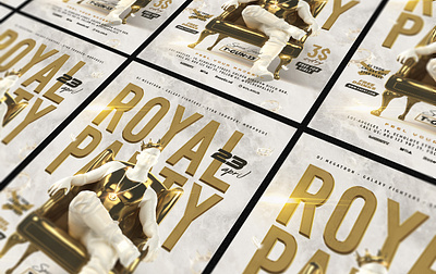 Royal Party Flyer 3d chain corona crown flyer gold king man marble party rap rapper royal throne