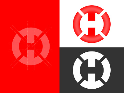 Letter TT With safety torus Negative Space Letter H brand identity branding design flat grid logo logo logo design logotype negative space logo professional logo red safety torus torus logo vector white