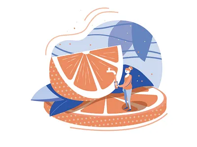 Orange urge character food fruit girl illustration orange vector