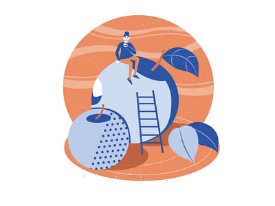 Friut dream apple character food fruit girl illustration vector