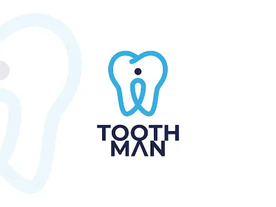 toothman logo blue brand branding brush clinic clinic logo dentist doctor line location logo logotype man medical medicine people pin simple tooth
