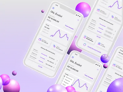 Times Brocker app ball brocker cards figma finance mobile money money app neomorphism photoshop purple trade ui ux wacom intuos