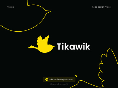 Tikawik Logo Design american app icon bird brand identity branding community education fly goldfinch illustration learning logo logo design logo identity logotype modern logo print school social tikawik