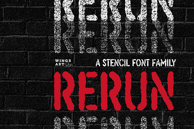 ReRun: A Stencil Font Family all caps army confidential display grunge headline military movie poster protest scrapbook secret stencil stencil font textured transport urban urban font video game war