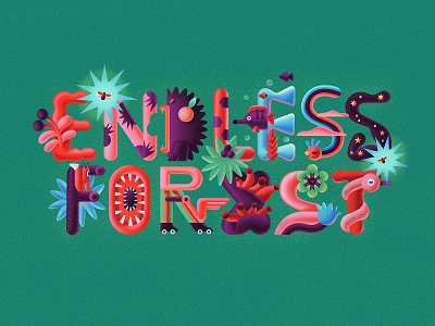 Endless forest animal illustration illustrator plant typography