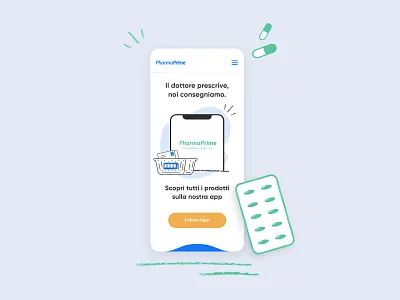PharmaPrime Mobile landing page branding illustration landingpage mobile app mobile website pharmaceutical pharmacy ui ui design user experience webdesign website