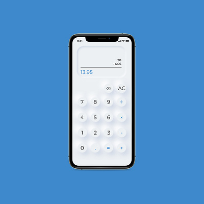 Calculator 004 blue calculator daily ui figma figmadesign neumorphic design neumorphism ui ui ui design white