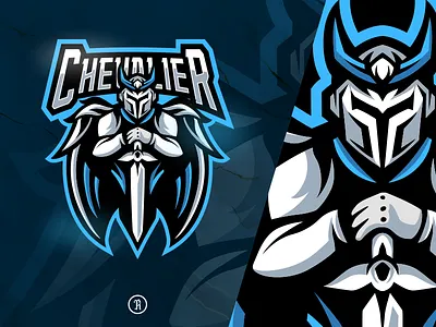 chevalier mascot logo art branding chevalier design esport esports game gaming illustration knight logo logodesign mascot sport stream streamerlogo team twitch vector white