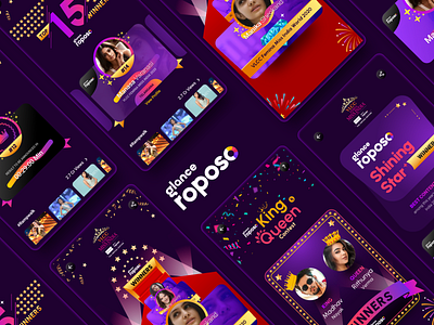 Roposo Femina Miss India 2021 application ui design glance inmobi product design roposo ui