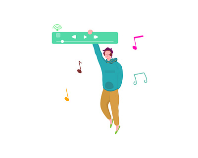 listen a music blue design dribbble flatdesign icon illustration music orange