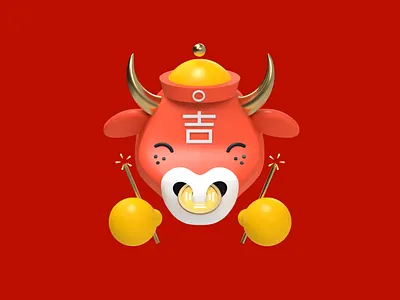Lucky Ox 3d 3d animation blessing bull c4d chinese chinese new year festive fireworks icon luck lunar new year ox revolut wealth